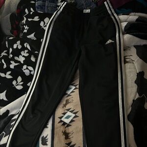 Adidas Kids Black Joggers with White Stripes